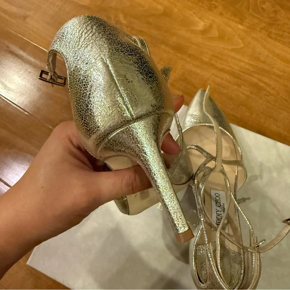 Jimmy Choo Metallic Gold Heels - Picture 8 of 13